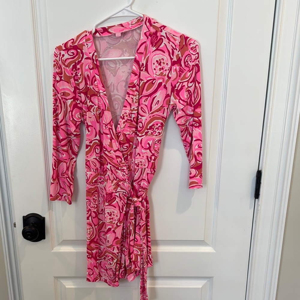 Pink Floral Wrap romper Lilly Pulitzer